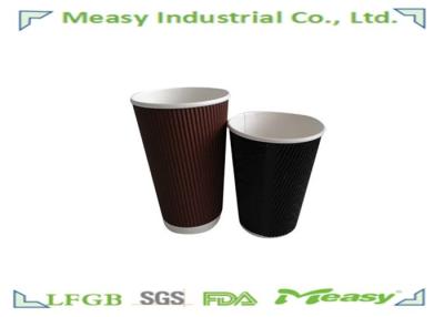 China 16OZ / 12oz Ripple Paper Cups  Insulated Corrugated Paper Brown Black Printed for sale