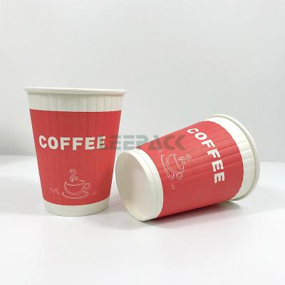 China 3D embossed paper cups 12oz double wall paper cup for hot drink or coffee for sale