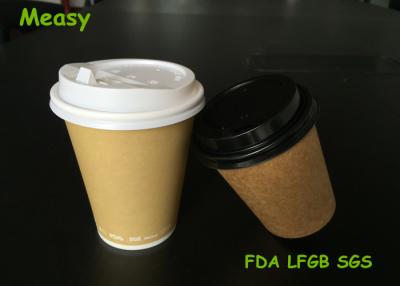China Black and White PS Material Kraft Paper Coffee custom disposable cups Sipper Lid for sale
