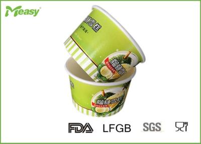 China 5oz Double PE Coated paper disposable ice cream bowls With Logo Printed , Green color food container taka away cup for sale