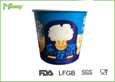 China Blue Color 85oz Disposable paper popcorn cups For Cinema Watching Movie for sale
