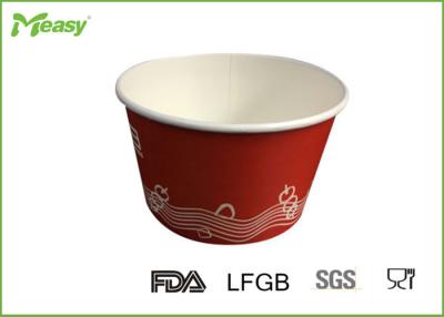 China Cuenco de papel disponible rojo para el yogurt congelado, tazas de papel del helado 14oz en venta