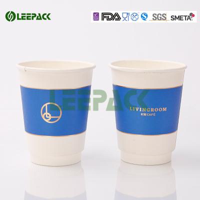 China Copos de café 16oz descartáveis populares, capacidade quente dos copos de papel 500ml da parede do dobro de Milktea para a bebida quente com logotipo à venda