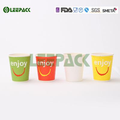 China Custom logo printed disposable paper hot drink coffee tea cups with lids wholesale for sale