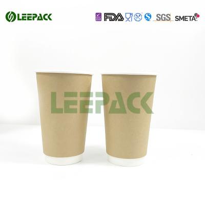 China Double Wall Customized Kraft Paper Cups Small/Medium/Large Size For Coffee Wholesale for sale
