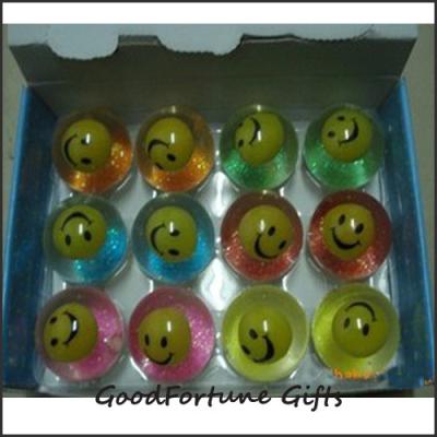 China Promotion smile face led flash Bouncy bouncing ball toy printed logo for sale