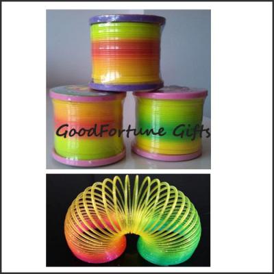China hot sale Eco-friendly plastic 5cm diameter magic rainbow spring toy printed logo for sale