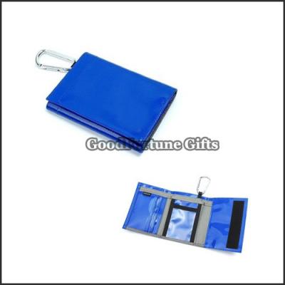 China cheap promotional high quanlity 2 fold polyester wallet purse with carabiners gift logo for sale