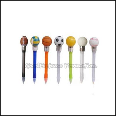China promotion printed logo sports ball golf shape ballpoint led flash light knocking pen gift for sale