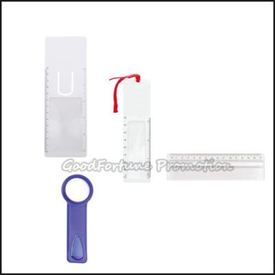 China Promotion customed printed logo Eco Abs straight ruler with bookmark and magnifier gift for sale