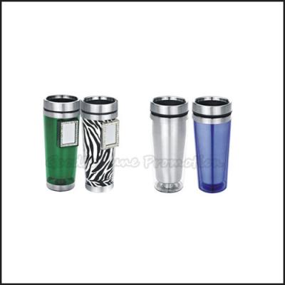 China Promotion printed logo travel car two layer stainless steel mug water drink cup bottle for sale