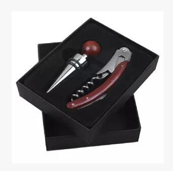 China 2pcs set Promotional gift wood stainless steel wood bottle opener corkscrews for sale