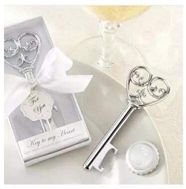 China Promotioal Wedding Gift stainless steel bottle opener corkscrew stopper heart key shape for sale