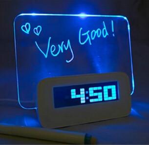 China New creative gift product LED Luminous Message Board Alarm Clock With Calendar 4 U for sale