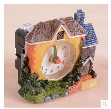China New creative gift product villa resin alarm clock toy for sale