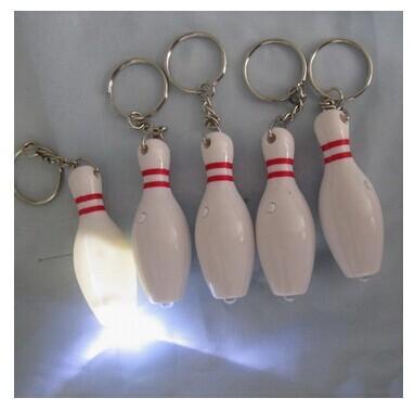 China New creative gift product Bowling led light keychain keyrings for sale