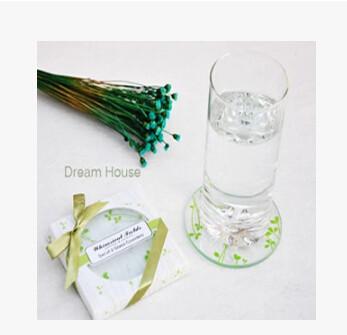 China New creative promotion gift product wedding gift party glass coaster mat for sale
