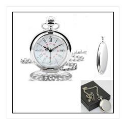 China New creative gift product Alloy Chrome polished chain pocket watch with clip for sale