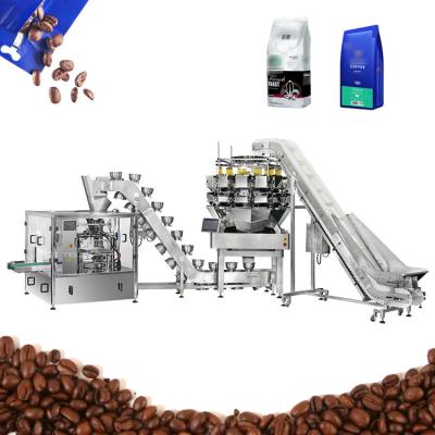 China Quantitative Coffee Bean Bag Packing Machine With 14 Head Multihead Weigher Automatic Filling for sale