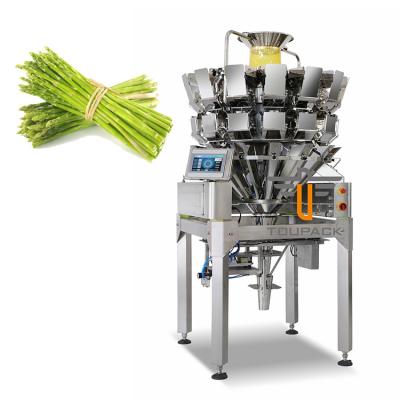 China PLC Automatic Weighing Packaging Machine Long Strip Products Asparagus 14 Head Multihead Weigher for sale