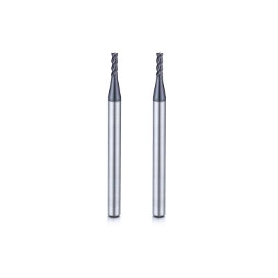 China Aluminum Long Neck Micro Diameter End Mill With 0.1mm Corner Radius for sale