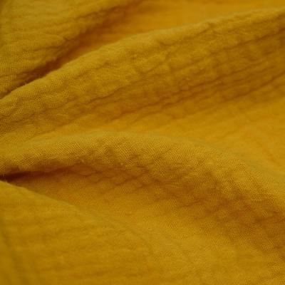 China Yarn Dyed 130GSM Yellow Crepe Gauze Fabric Crinkle Double Gauze Fabric for sale