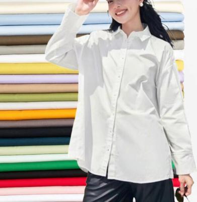 China Elasticity Cotton Polyester Spandex Fabric For Pants Fress Shirt Bags 45sX45D+40D130X70 160GSM en venta
