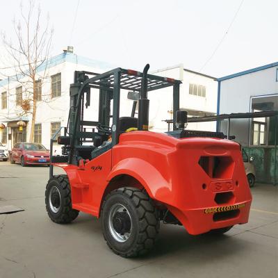 China Durable Off Road Fork Truck 3ton 3.5ton Four Wheel Forklift With Anhui Oil Cylinder for sale