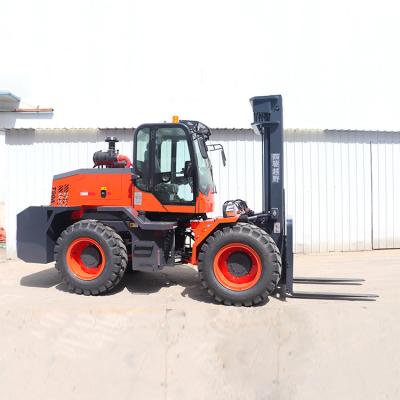 China Cross Country Outdoor 3.5t 5t 6t 12t 4X4 4WD Hydraulic Off Road Diesel Forklift Te koop