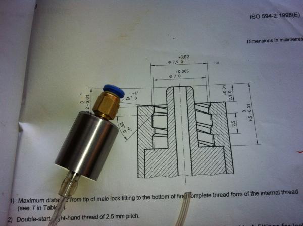 Male Reference Luer Slip Connector For Testing , Female Luer Connectors For Leakage/iso80369 gauges/iso594 gauge