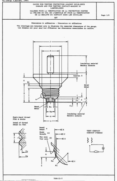 E27-7006-21-5 Gauge For Testing Protection Against Bulb-Neck Damage And For Testing Contact-Making In Lampholders