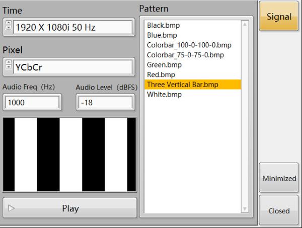 Three Vertical Bar Signal IEC62368 Three Vertical Bar Signal.RDL-100 video signal generator