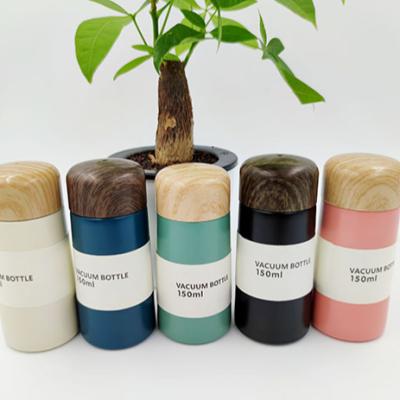 China New Viable Double Color Lid Stainless Steel Vacuum Flask Wooden Wall Insulated Leakproof Water Bottle for sale