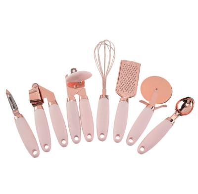 China 7 Pcs Kitchen Fancy Smart Gadget Set Copper Coated Stainless Steel Utensils for sale