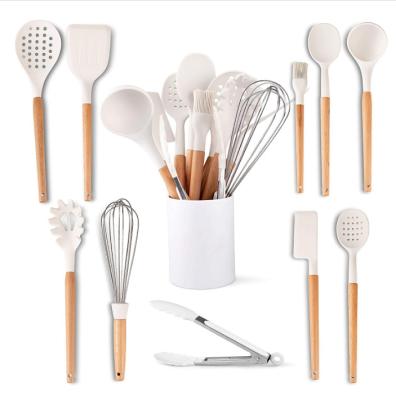 China 11-Piece White Silicone Kitchen Utensils Heat-Resistant BPA Free for sale