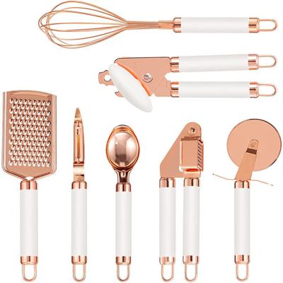 China Kitchen Gadget Set Copper Coated Stainless Steel Utensils For Camping for sale