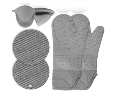 China Gray Silicone Double Oven Gloves EU Certified 15.3in Long For Home for sale