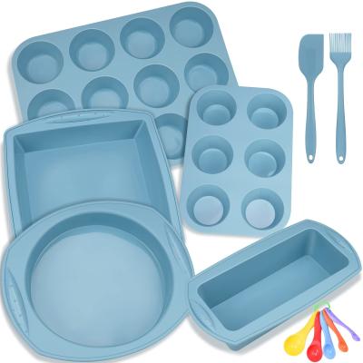 China LFGB Silicone Baking Tools Blue Baby Cartoon Non Toxic Cake Mold Suit for sale