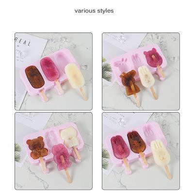 China Silicone Homemade Cartoon Ice Cube Model Household Ice Cream Popsicle Mold for sale