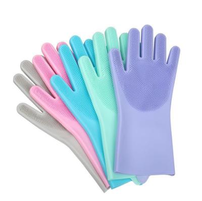 China Silicone Reusable Rubber Dishwashing Mitten For Household Bathroom Pet Bathing Cars Fruit for sale
