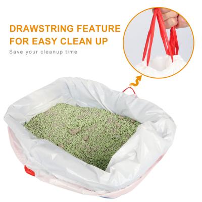 China 0.013-0.015mm Kitty Litter Box Liners , Large Drawstring Cat Litter Box Bags for sale