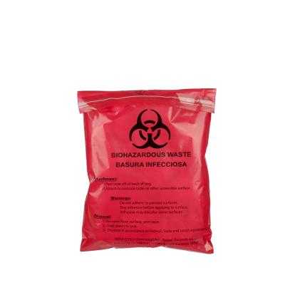 China Convinent 2 Mil Stick-On Biohazard Red Medical Waste Bags 28 X 38 Cm for sale