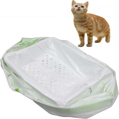 China Bolsa desechable de cuerdas de tirón de basura para gatos Bolsa de plástico biodegradable personalizada de basura para gatos para diferentes tamaños en venta