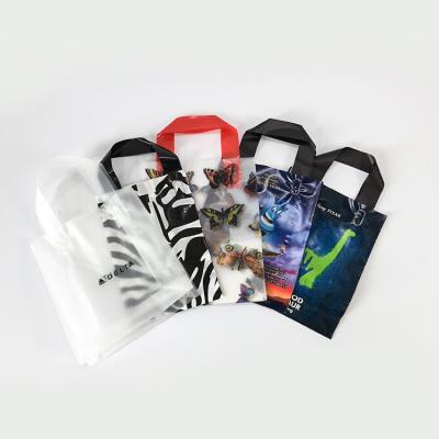 China Biodegradable 40 micron Custom Plastic Shopping Bag With Loop Handle for sale