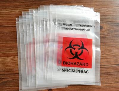 China Biohazard-Exemplar Plastik-PET-LDPE sackt mit Reißverschluss kundenspezifische 3 4 Schichten ein zu verkaufen
