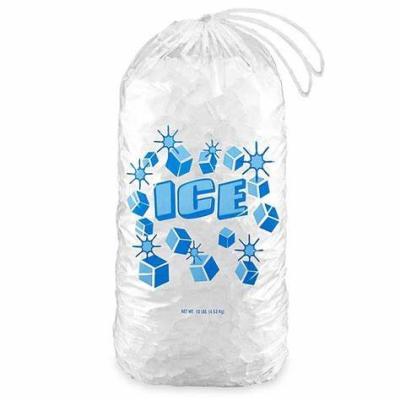 China Reusable PE Clear 8lb 10lb 20lb Ice Storage Bag With Drawstring for sale