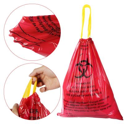China Drawstring SGS Medical Waste Bags Biohazard Garbage Customize Size for sale