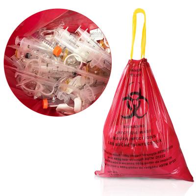 China Medical Infectious Biohazard Waste Bag Red Drawstring Disposable for sale