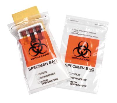 Китай Образец LDPE ODM 10x12inch OEM медицинский кладет упаковку в мешки Biohazard продается