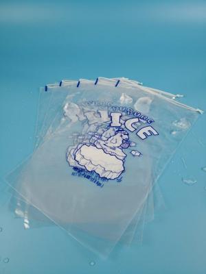 China Clear plastic 8Lb Drawstring biodegradable ice bags Custom Printed for sale